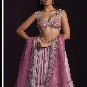Elegant Pink Lehenga Choli with Embroidery